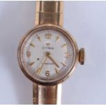 A 9ct yellow gold lady's Cyma 'Cymaflex' manual wind wristwatch, having round cream quarter Arabic