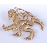 A 9ct yellow gold lion rampant brooch, with roller catch fastening, brooch dimensions approx 46 x