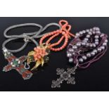 Assorted costume jewellery, to include beaded coral necklace, faceted amethyst necklace, cultured