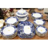 A Copeland late Spode, dinner service with blue and white floral decoration, having printed and