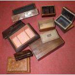A collection of vintage wooden boxes