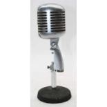 A 1940s/50s Shure 55 "Fatboy" chromed microphone with adjustable head on further adjustable column