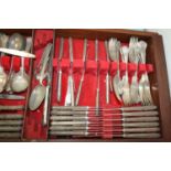 A canteen of silver plated Queen's pattern flatware