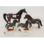 A Beswick model of a horse, height 16cm, together with five various other Beswick animal figures