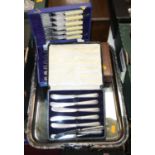 A collection of silver plated wares, to include cased sets of cutlery