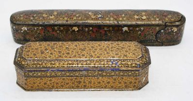 A late 19th century Indian Kashmiri papier mache and lacquered box of rounded rectangular form,