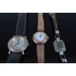 A vintage lady's 9ct gold mechanical wristwatch; together with a lady's Art Deco steel cased