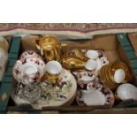 A box of various ceramics to include a Tuscan porcelain part tea service