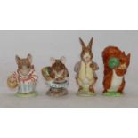 A collection of four Beswick Beatrix Potter figures to include Mrs Tittlemouse, Benjamin Bunny,