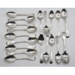 A set of six George III silver teaspoons, having bright cut engraved decoration; together with