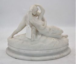 After Anthonio Canova (1755-1822). a carved marble figure group depicting the Kiss of Cupid and
