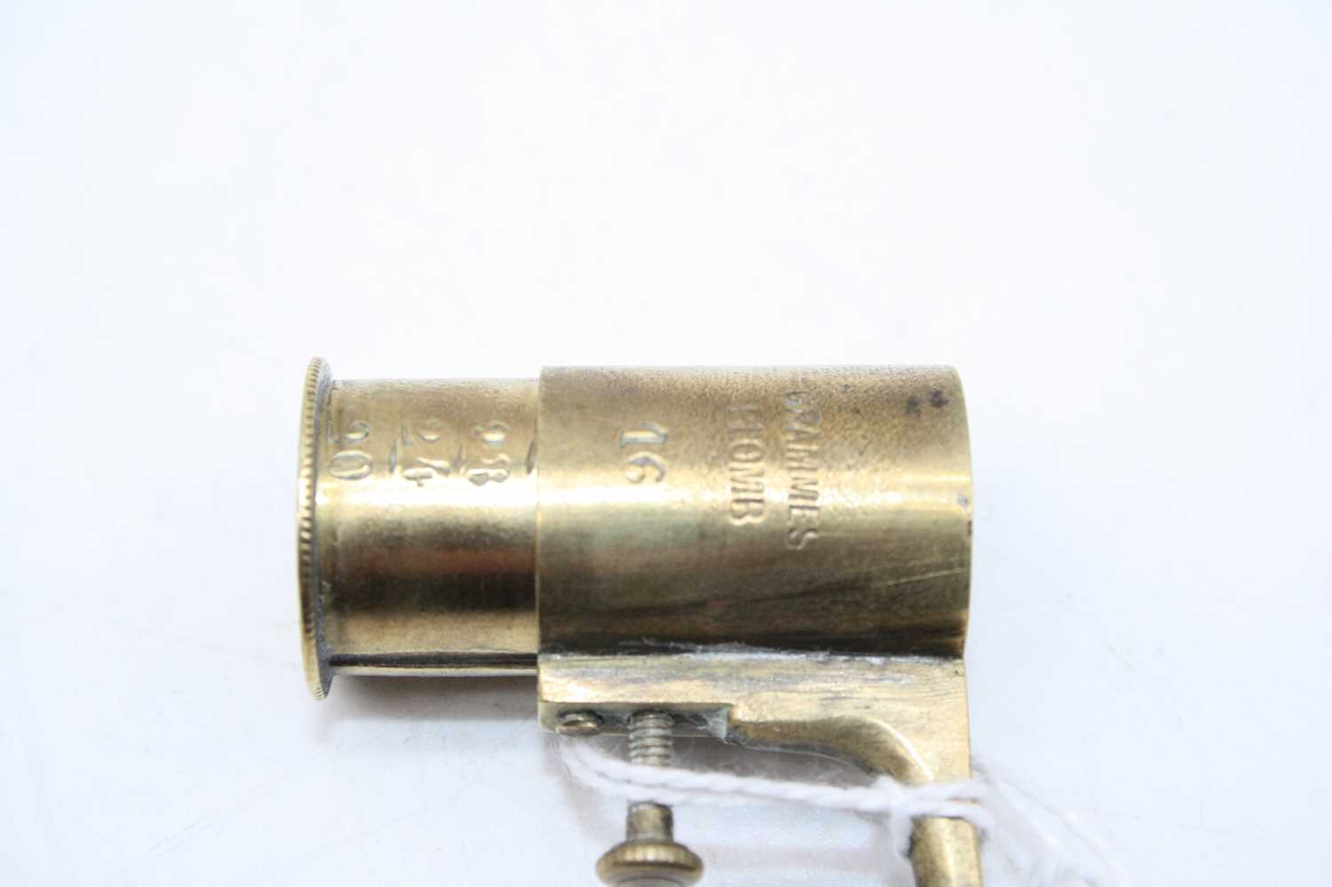 An early 20th century shot/powder measure having an adjustable brass nozzle on turned beech - Image 2 of 2