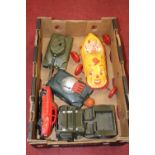 A small collection of childrens toys to include a Tonka Toys model of a Willie's Jeep, model of a