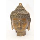 A 20th century Eastern bronze alloy Buddha head, h.14.5cm