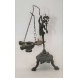 A 19th century bronze incense burner, in the form of mercury, height 25cm