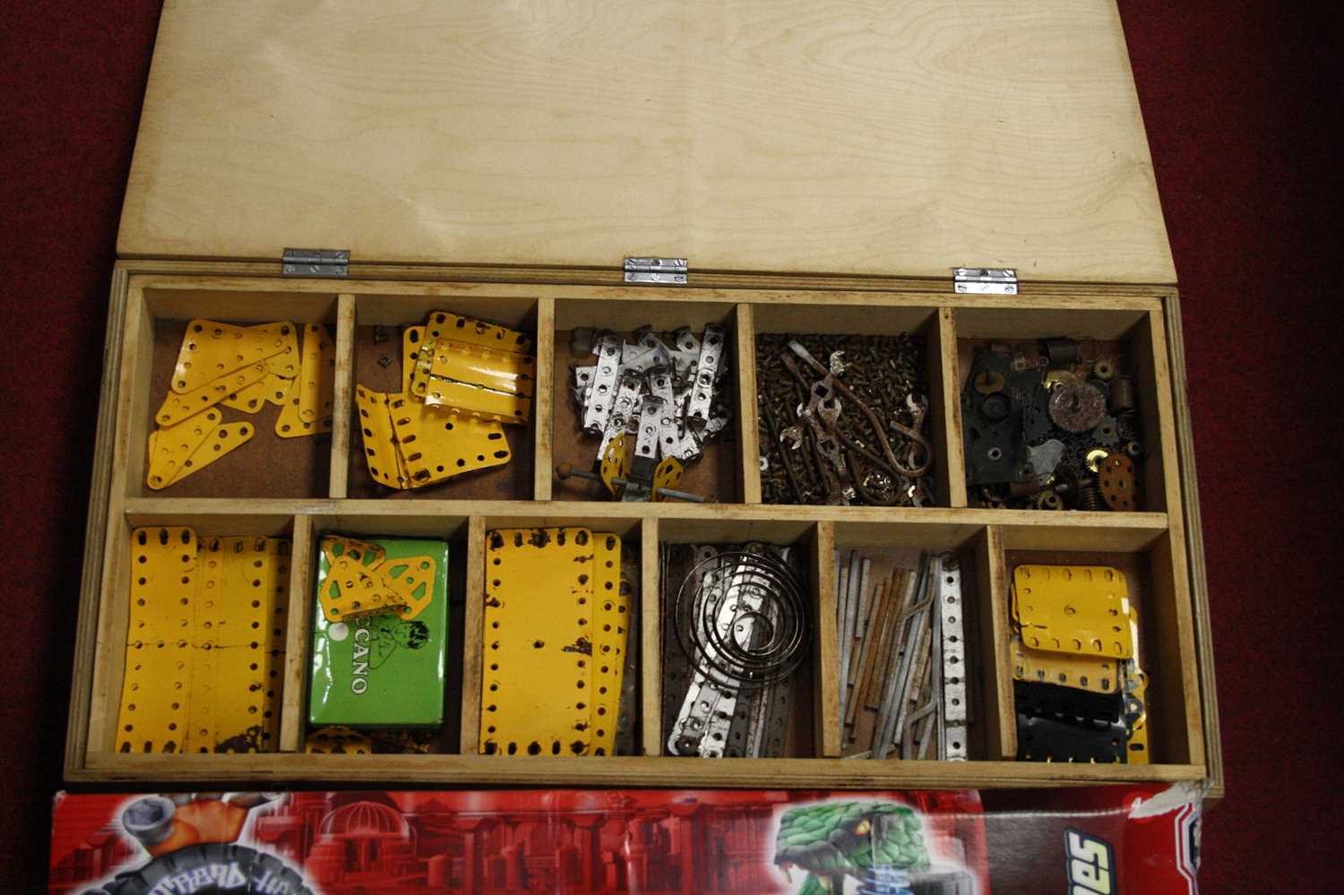 A plywood box containing various loose Meccano components; together with a boxed Micro Machines - Image 2 of 4