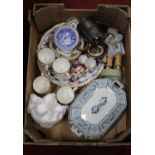 A box of miscellaneous items to include a Brook & Bentley figure The Children Blessing, Royal