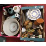 Two boxes of miscellaneous items to include Royal Doulton Norfolk pattern bowl, Portmeirion