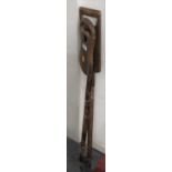 Two vintage wooden shooting sticks, largest 93cm long