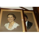 R. Inman - Pair; Bust portraits, pastels, each signed and dated '85, 56 x 45cm