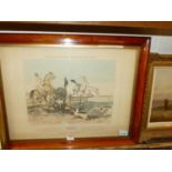 N Fielding and FC Turner - Aground!, etching, heightened in colours, published by Dean & Son, 31
