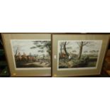 After Samuel Howitt - Hare-hunting I and Hare-hunting II, reproduction colour prints, 32 x 45cm