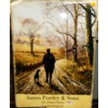 A reproduction printed tin advertising sign for James Purdey & Sons, 70 x 50cm