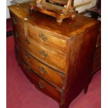 A 19th century mahogany and crossbanded bowfront chest, width 105cm