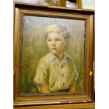 Dulcie Lambick (1901-1981) - Half-length portrait of a young boy, oil on canvas, signed lower right,