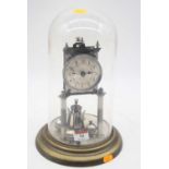 A 20th century continental anniversary clock under glass dome, height 31cm