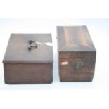 A late Regency rosewood and boxwood strung tea caddy of sarcophagus form flanked by brass lion