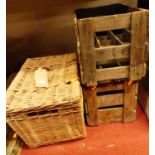 A Fortnum & Mason branded wicker hamper, together with two 12 division beer crates (3)