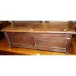 A small hardwood twin panelled hinge-top chest, w.88.5cm