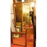 A Victorian walnut and tunbridge marquetry inlaid overmantel mirror, late Victorian rosewood and