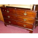 A 19th century mahogany low square front chest of two short over two long drawers (later top