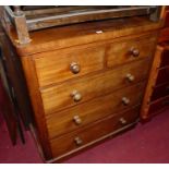 A Victorian mahogany round cornered chest of two short over three long drawers, width 96.5cm