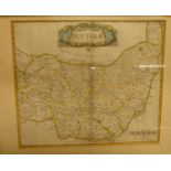 Robert Mordan - engraved later hand coloured county map of Suffolk, 35x42cm