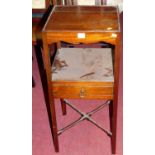 A 19th century mahogany square two-tier wash stand, with central drawer, width 35cm