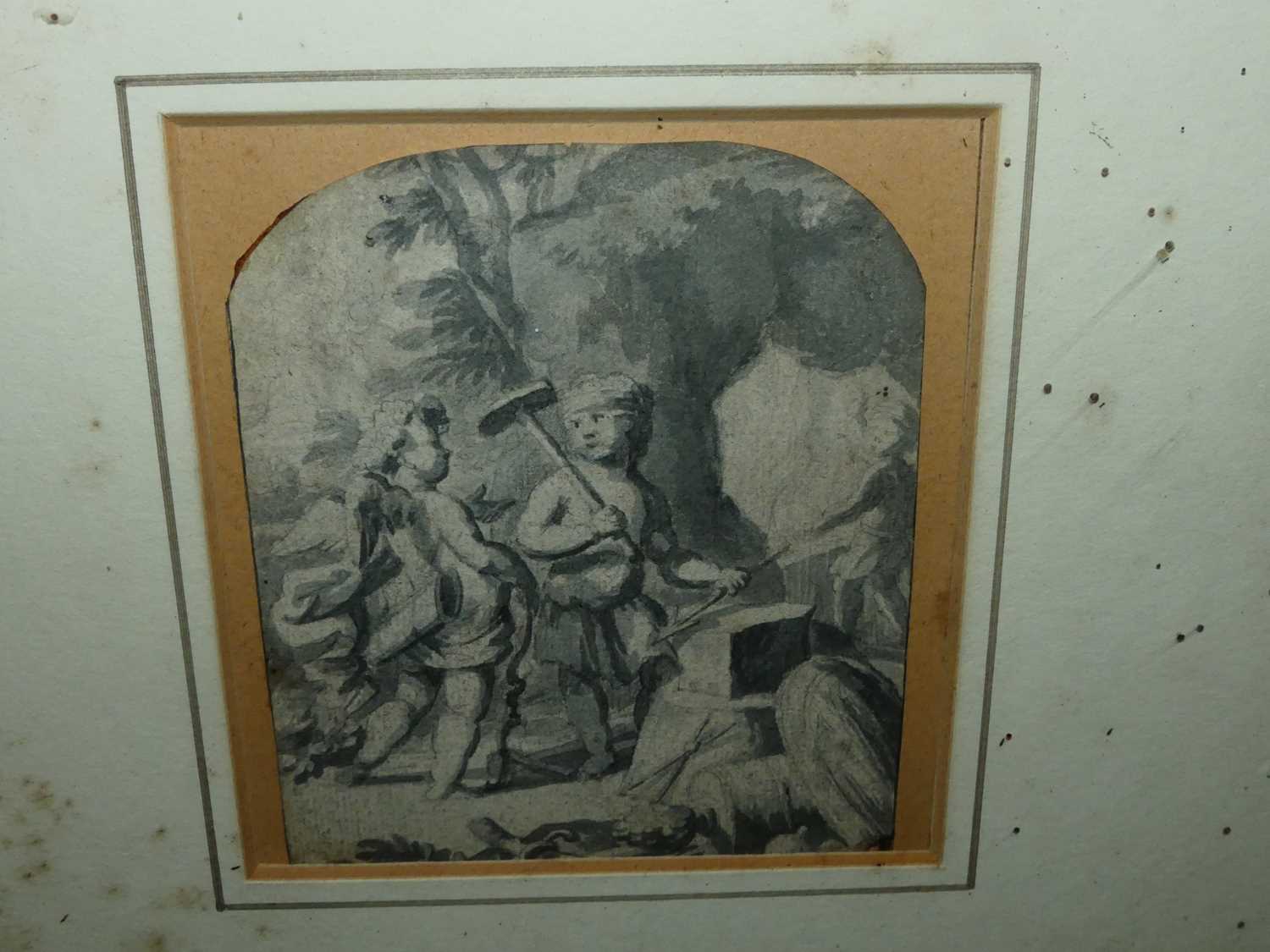 18th century school - allegorical figures, sepia watercolour, 11.5x9.5cm, together with after - Image 2 of 11