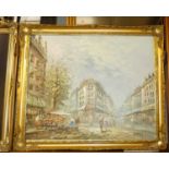 Elizabeth Burnet - Parisian street scene, palette knife oil on canvas, signed lower right, 50 x