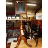 A Victorian mahogany fixed pedestal tripod occasional table, w.61cm; together with a small swing