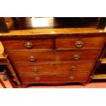 A circa 1830 mahogany squarefront chest, of two short over three long graduated drawers, on