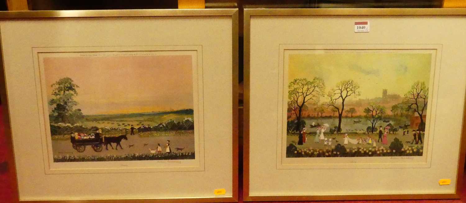 Helen Bradley - Spring and Summer, pair lithographs, each signed in pencil to the margin, 23x30.5cm