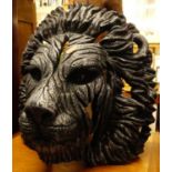 A contemporary painted ceramic lions head, 42 x 42cm