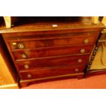 A 19th century mahogany, chequer strung and further crossbanded chest, of four long graduated