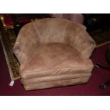 A suede tan upholstered tub chair, width 80cm