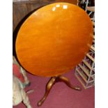 A Victorian mahogany circular tilt-top pedestal tripod table, dia. 75cm