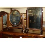 A mahogany triptych dressing mirror, together with a further mahogany swing dressing mirror (2)