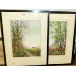 Abraham Hulk Junior - set of four landscape studies, watercolour, heightened with white, each