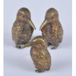 In the manner of Franz Bergmann (1861-1936) - a 'family' of three miniature bronze kingfishers, each
